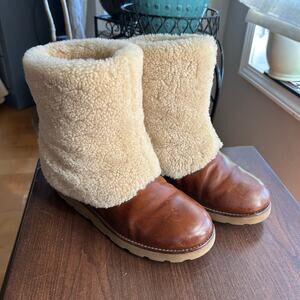 UGG Maylin Chestnut Brown Leather Sheepskin Boots Women’s Size 9 1001761